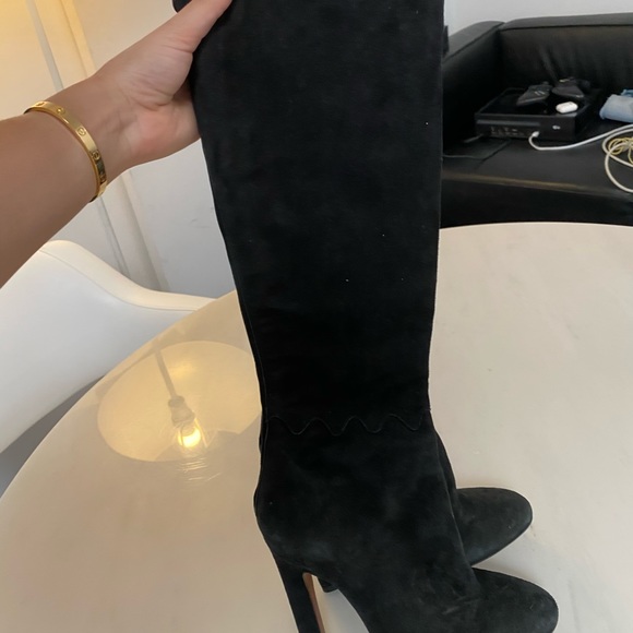 Azzedine Alaia Knee High Black Suede Boots - Picture 7 of 7